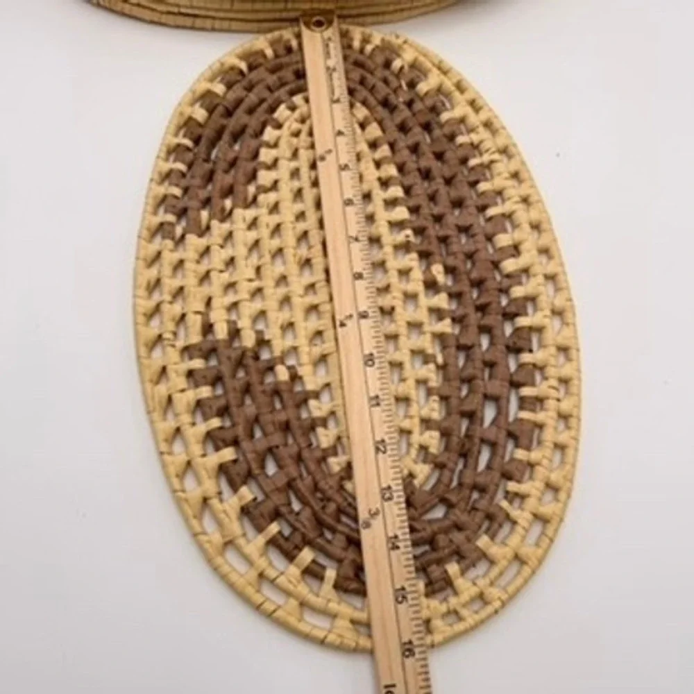 Unbranded Woven Placemats Set‎ of 6 OS Tan Brown Good Rustic Boho Oval Straw